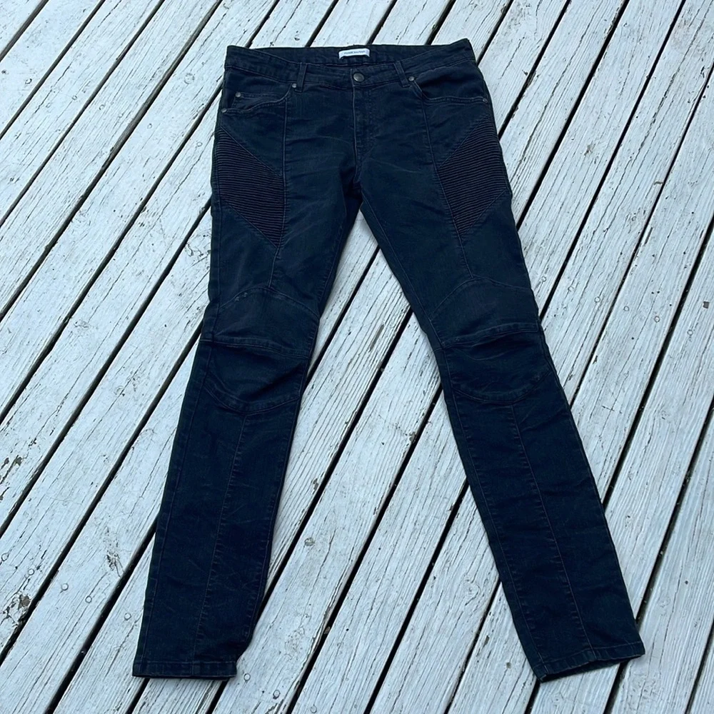 Pierre Balmain Biker Moto Black Skinny Jeans - Picture 2 of 15
